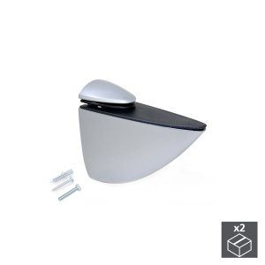 Suporte para prateleira de madeira/vidro, espessura 5-40 mm, Plástico e zama, Cinza metalizado, 2 un.