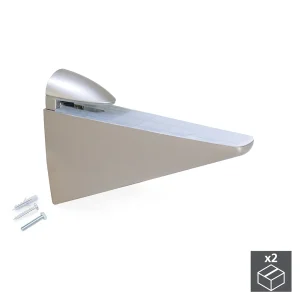 Suporte para prateleira de madeira/vidro, espessura 8-40 mm, Plástico e zamak, Níquel mate, 2  un.