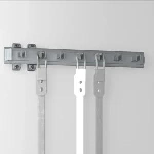 Porta-cintos lateral extraível para roupeiro, 447 mm, Alumínio e plástico, Anodizado mate