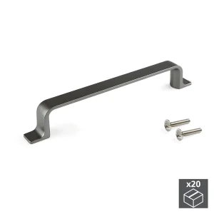 Puxador para móvel, distância entre furos de 128 mm, Zamak, Titânio, 20 un.