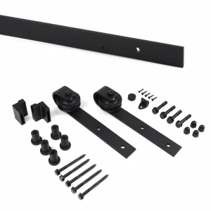 Sistema Barn para portas de correr suspensas, 80 Kg, aço, preto.