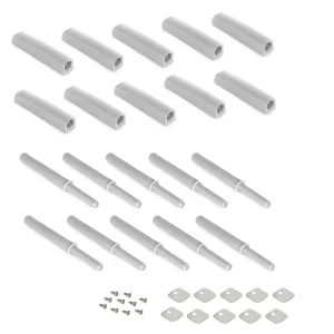 Fecho Tic tac Push Lite regulável, de aparafusar, 80 mm, Magnetico, Plástico cinza, Plástico, 10 unidades