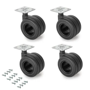 Kit de rodas Hole com placa de montagem, Ø 65, Pintado preto, Aço e Plástico, 1 ud.