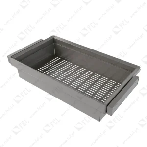 Kit de gaveta metálica e estrutura ajustável Quartz p/roupeiros, fecho suave e extração total, acabamento titânio